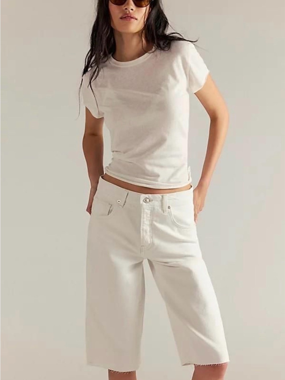 We The Free White Low Rise Cropped Jeans